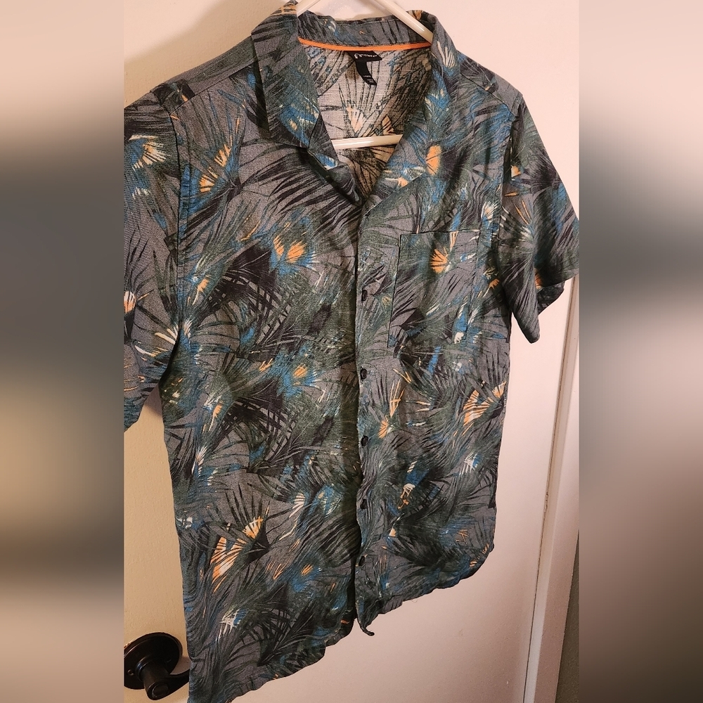 Boys Tropical Print Short Sleeve Button Down Shirt